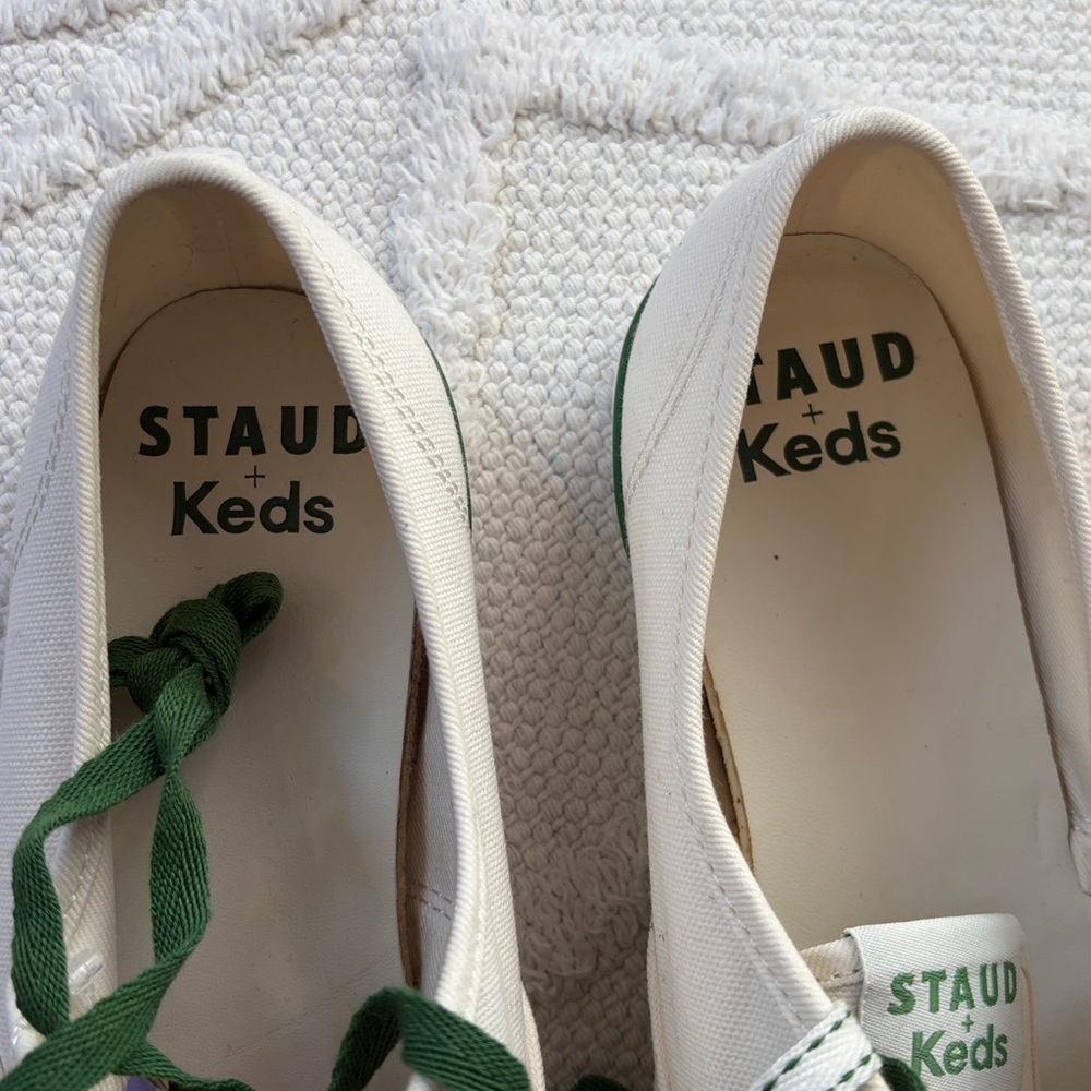Staud x Keds Women’s Champion Canvas Sneakers White Green Tennis Shoes 8.5 - Picture 5 of 10
